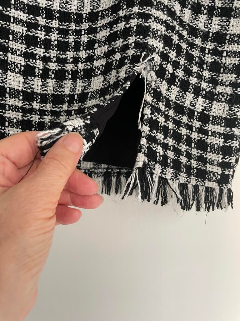 Zwart-wit geruit rokje met franjes, Kleding | Dames, Rokken, Maat 38/40 (M), Zwart, Ophalen of Verzenden, Zo goed als nieuw