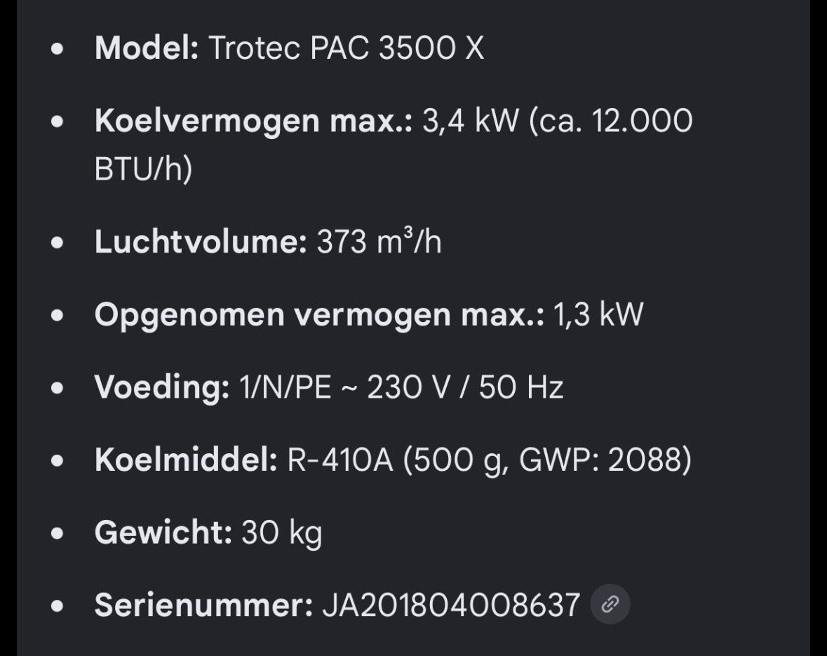 Trotec PAC 3500 X Mobiele Airco - Krachtige Koeling, Gebruikt, Ophalen of Verzenden, Koelen en Ontvochtigen, Mobiele airco