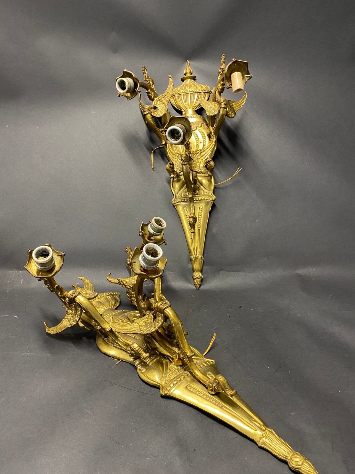 19 eeuwse bronzen Wand lampen Sfinxen, Ophalen of Verzenden