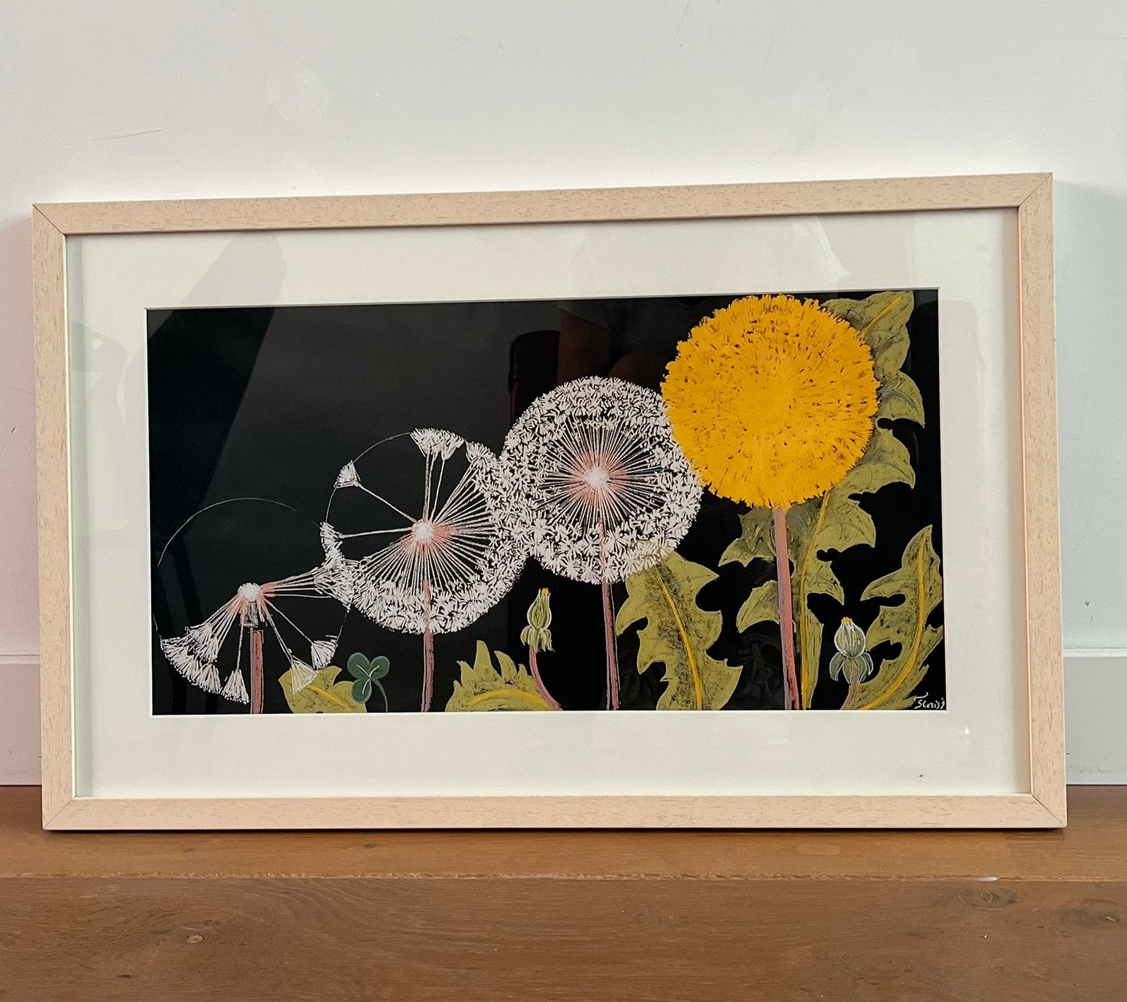 Floris Brinkman “ van paardebloem tot pluizenbol” 40x64 cm, Ophalen, Dieren en Natuur, Zeefdruk