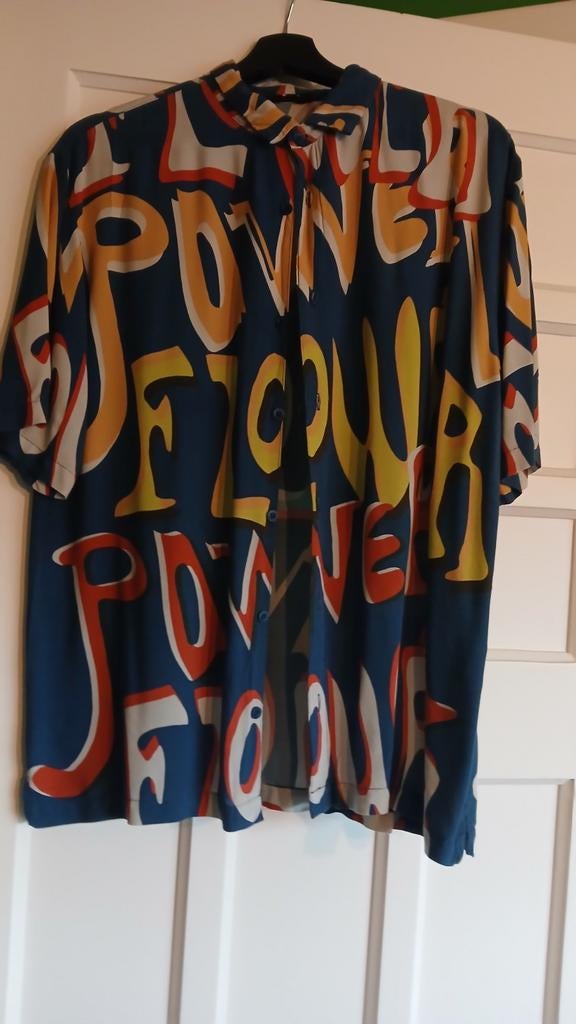 Vintage 'Power Flower' overhemd - Uniek design, Kleding | Heren, Onbekend, Blauw, Ophalen of Verzenden, Zo goed als nieuw