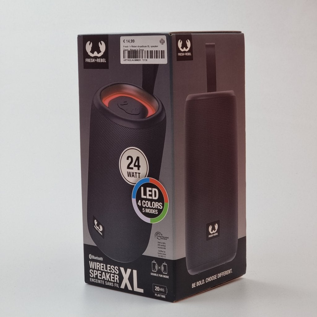 Fresh ’n Rebel draadloze XL speaker Zwart | Nieuw In Doos, Fresh 'n Rebel, Nieuw, Support@freshnRebel.com, Prins Hendrikstraat 1
4811 TV Breda
Netherlands