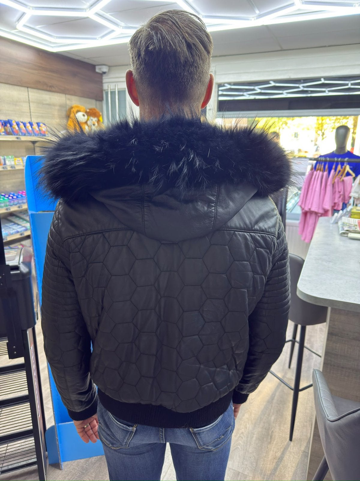 Philipp Plein Leren Jas met Bontkraag  100% lamsleder, Kleding | Heren, Ophalen, Maat 52/54 (L), Zwart, Philipp Plein