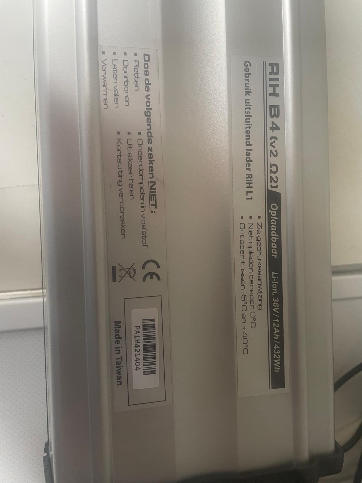 Gezocht: RIH B4 (v2.02) E-bike Accu 36V/12Ah/432Wh, Ophalen of Verzenden, Gebruikt