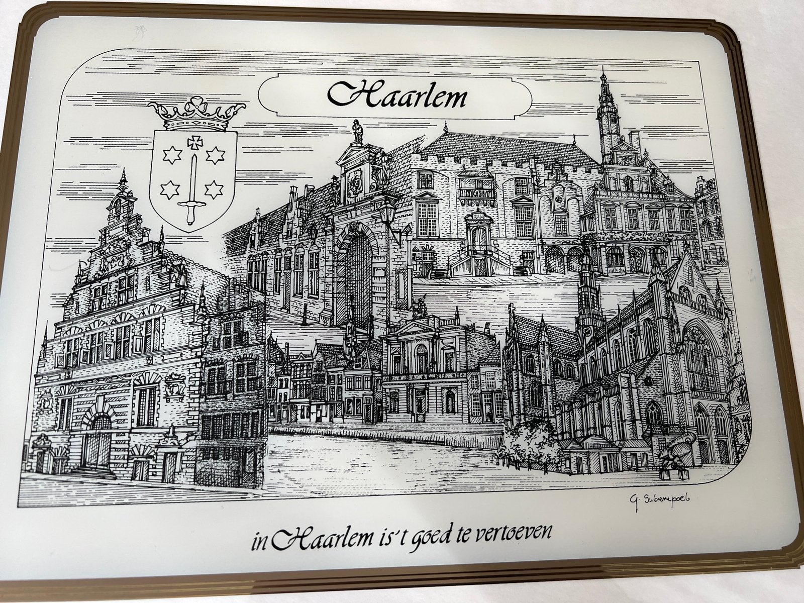 Gerard van Swaenenpoel Glasgravure met gouden rand, Ophalen of Verzenden