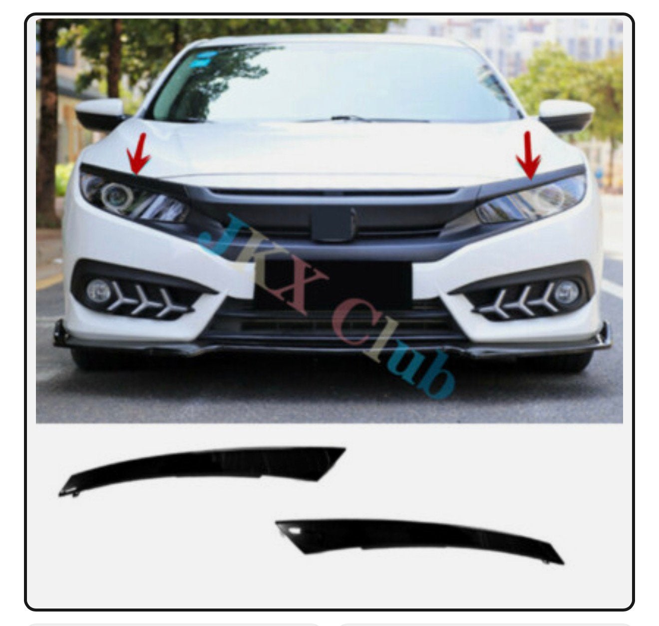 Honda Civic 2016-2021 Koplamp booskijkers 2x Wenkbrauw Zwart, Auto diversen, Ophalen of Verzenden, H, H, H