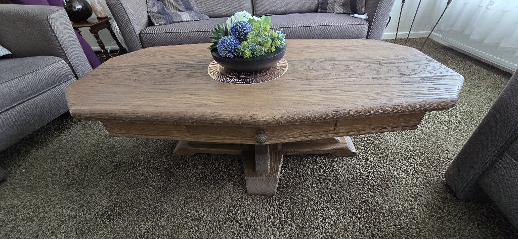 Salontafel eikenhout, Ophalen, Gebruikt, 100 tot 150 cm, Eikenhout