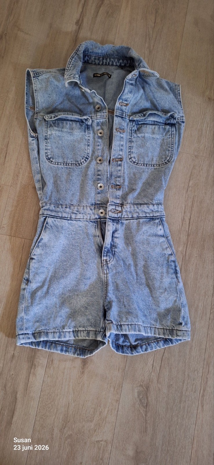 Seven Sisters denim playsuit/jumpsuit maat XXS, Ophalen of Verzenden, Zo goed als nieuw, Maat 34 (XS) of kleiner, Blauw