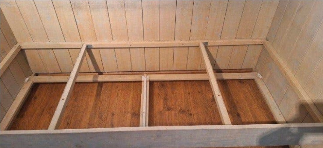 Eenpersoons steigerhouten bed met lattenbodem en lades, Ophalen, 90 cm, Eenpersoons, Steigerhout