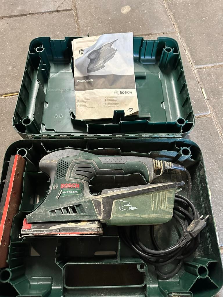 Bosch PSM 200 AES Multi-schuurmachine met koffer, Ophalen of Verzenden, Gebruikt, Minder dan 600 watt, Overige typen