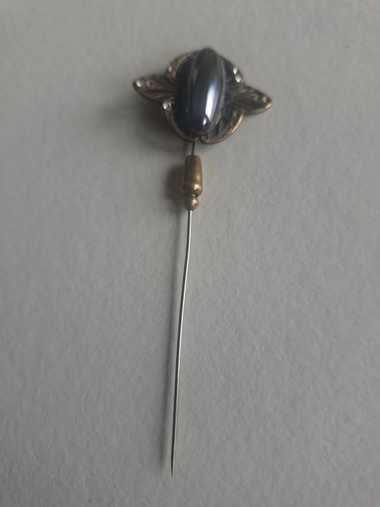 Vintage Ermani Bulatti Broche met Hematiet en Strass, Sieraden, Tassen en Uiterlijk, Overige materialen, 4 tot 7 cm, Gebruikt