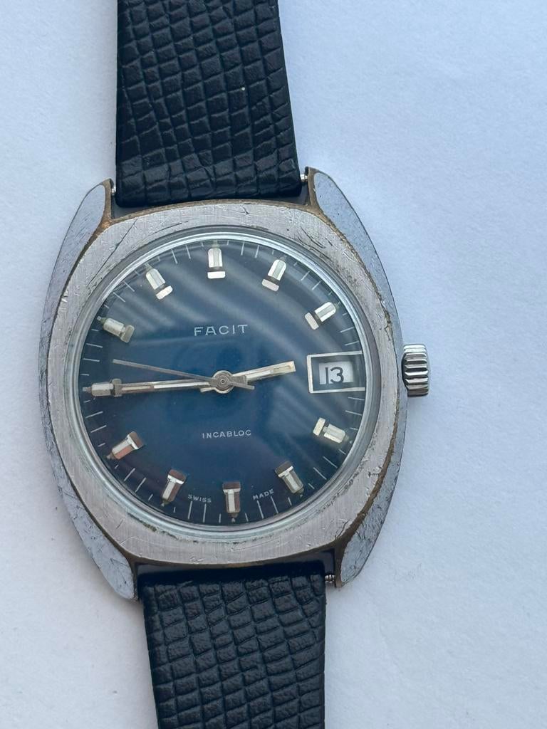Zwitserse mechanische horloge Facit Incabloc met datum, Sieraden, Tassen en Uiterlijk, Horloges | Antiek, Ophalen of Verzenden