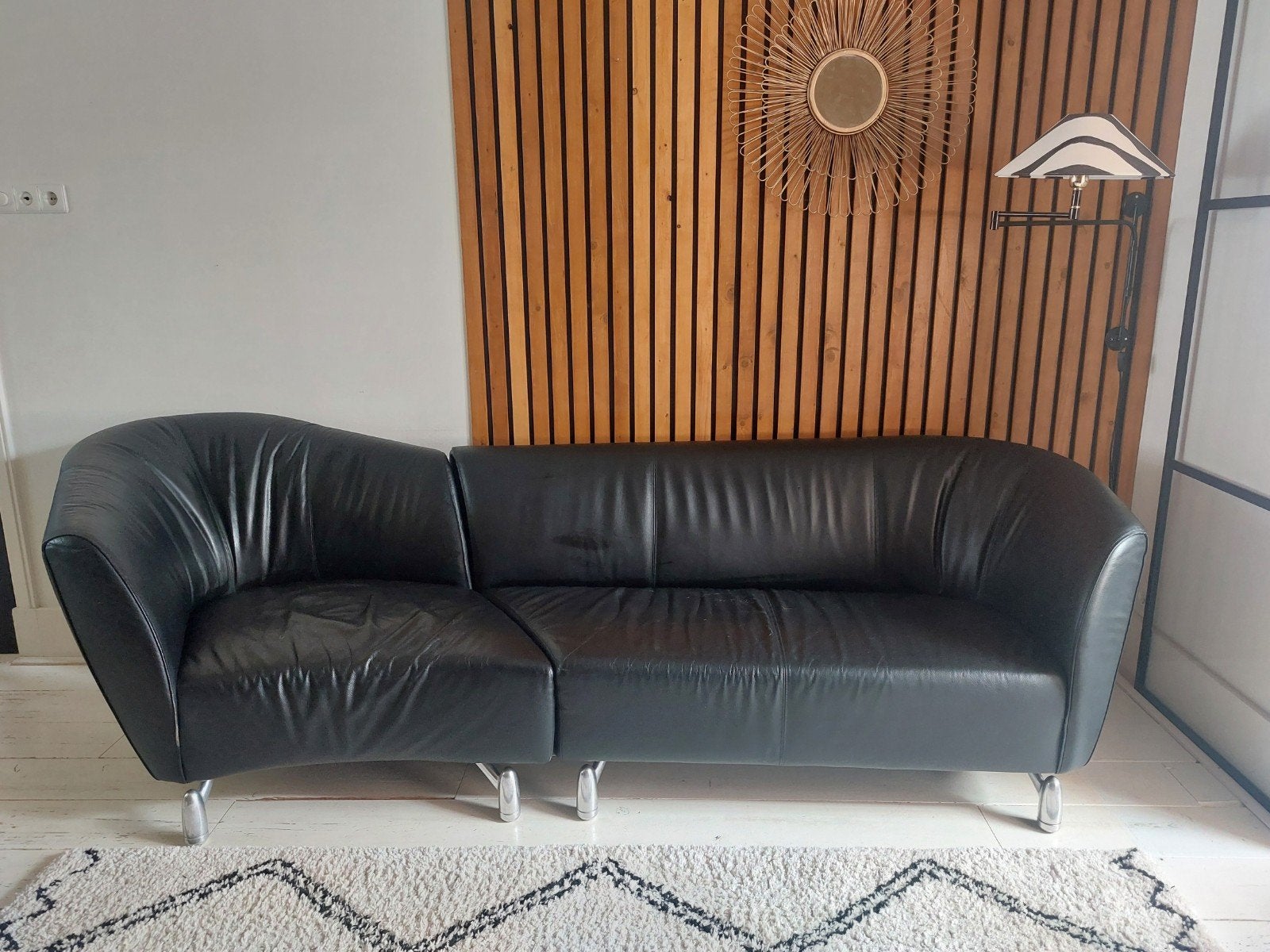 Leolux Pupilla Design Hoekbank Zwart Leer Gabriele Assmann, Ophalen, 250 tot 300 cm, ., Design