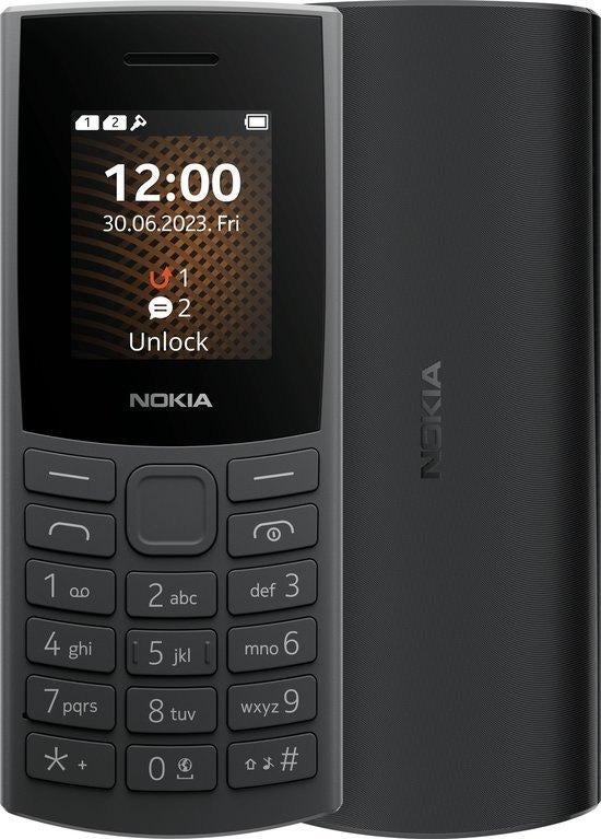 Nokia 105, Geen camera, Zwart, Fysiek toetsenbord, Nieuw