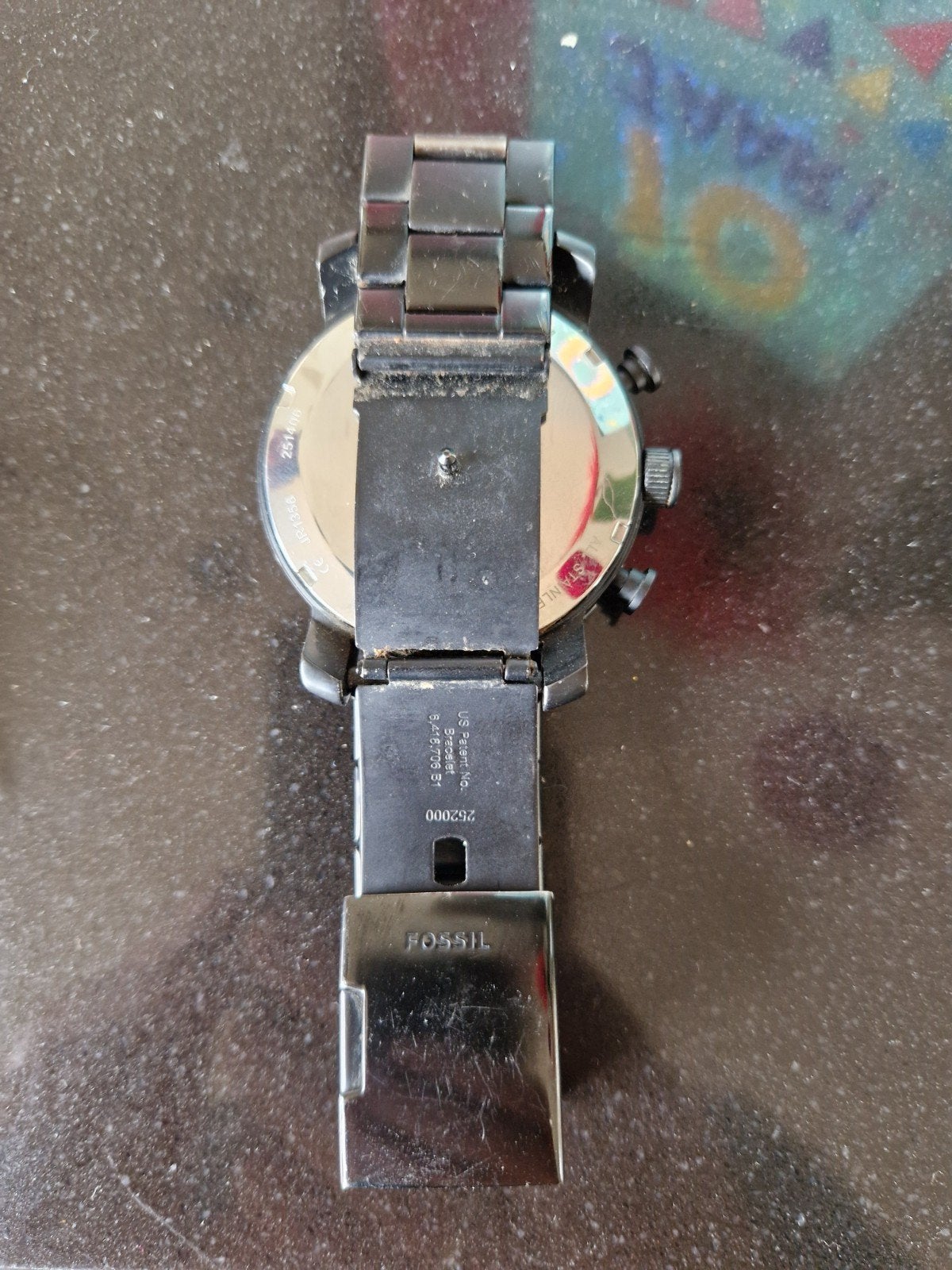 Fossil JR-1356 stoer stalen horloge zwart, Ophalen, Gebruikt, Staal, Overige merken