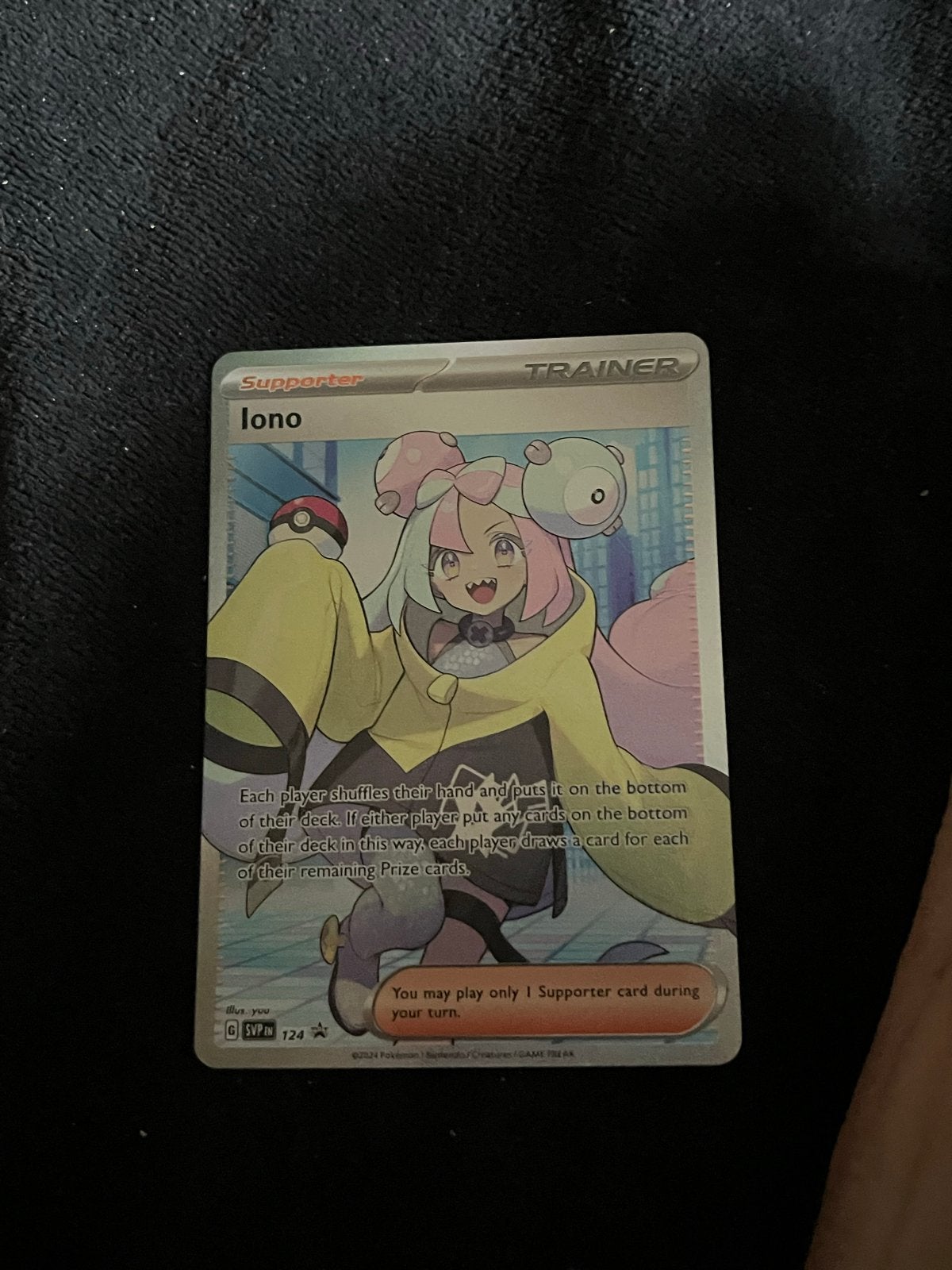 Iono SVP 124 NM Full Art Trainer Kaart Pokémon, Ophalen of Verzenden, Zo goed als nieuw, Losse kaart, Foil