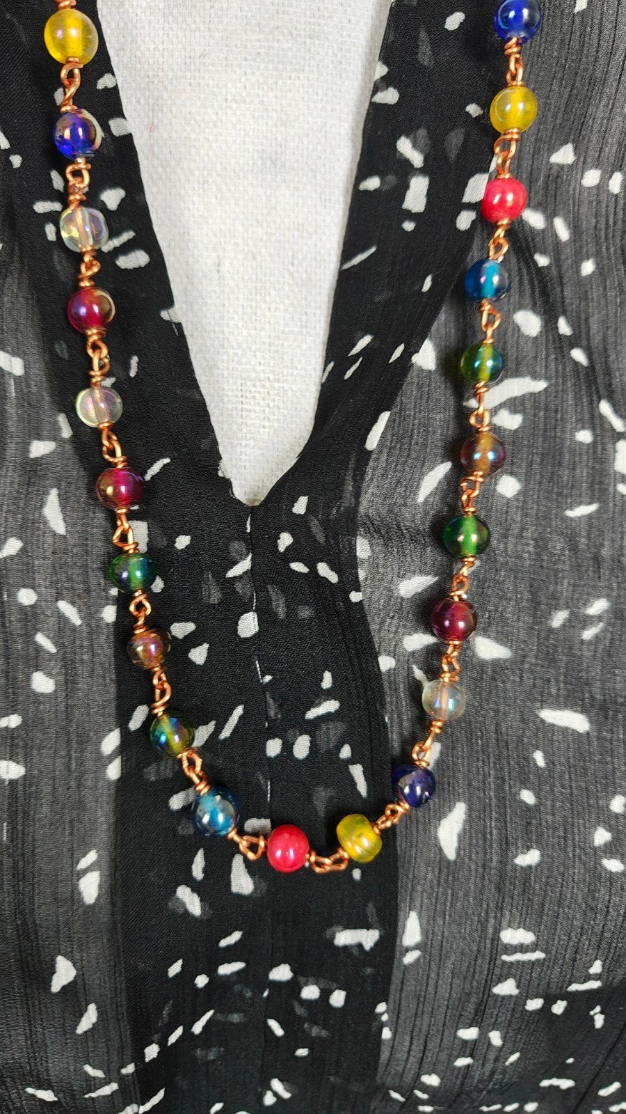 Kleurrijke prachtige kralenketting - Handgemaakt India!, Sieraden, Tassen en Uiterlijk, Ophalen of Verzenden, Nieuw, Overige kleuren