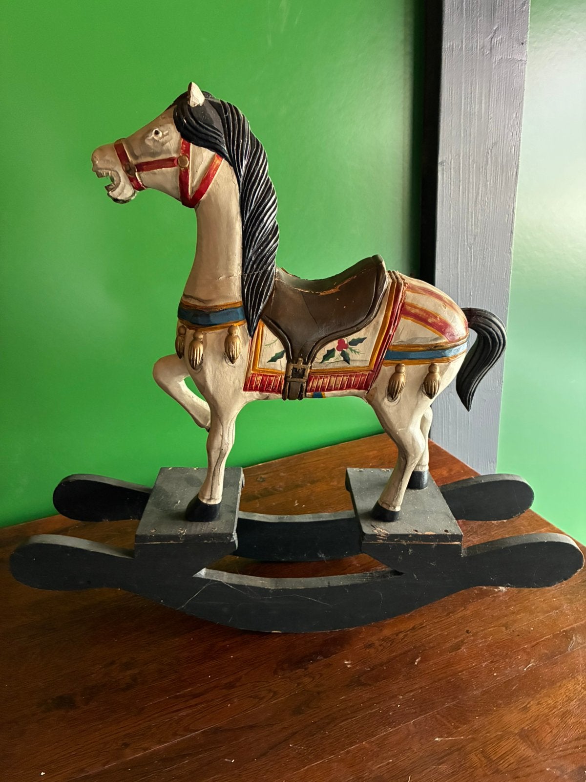 Vintage houten schommelpaard, Ophalen