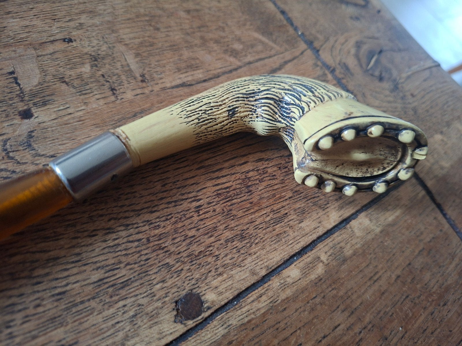 Vintage/Antieke schoenlepel met paardenhoef handvat – 50cm, Antiek en Kunst, Ophalen of Verzenden