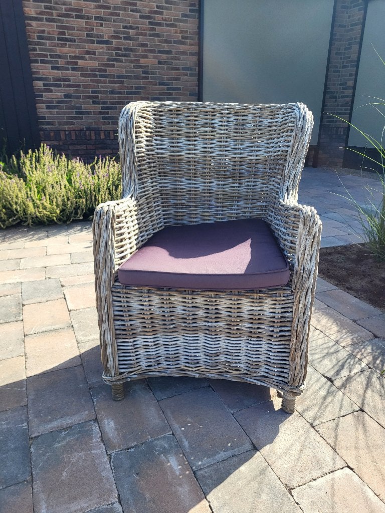 6  Stoelen landelijke stijl met kussens, Tuin en Terras, Tuinstoelen, Ophalen, Gebruikt, Wicker