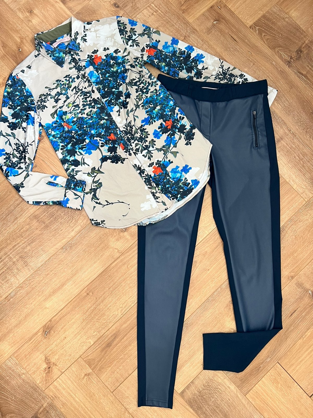 Studio anneloes set M poppy  blouse & margot broek indigo, Maat 38/40 (M), Beige, Ophalen of Verzenden, Zo goed als nieuw