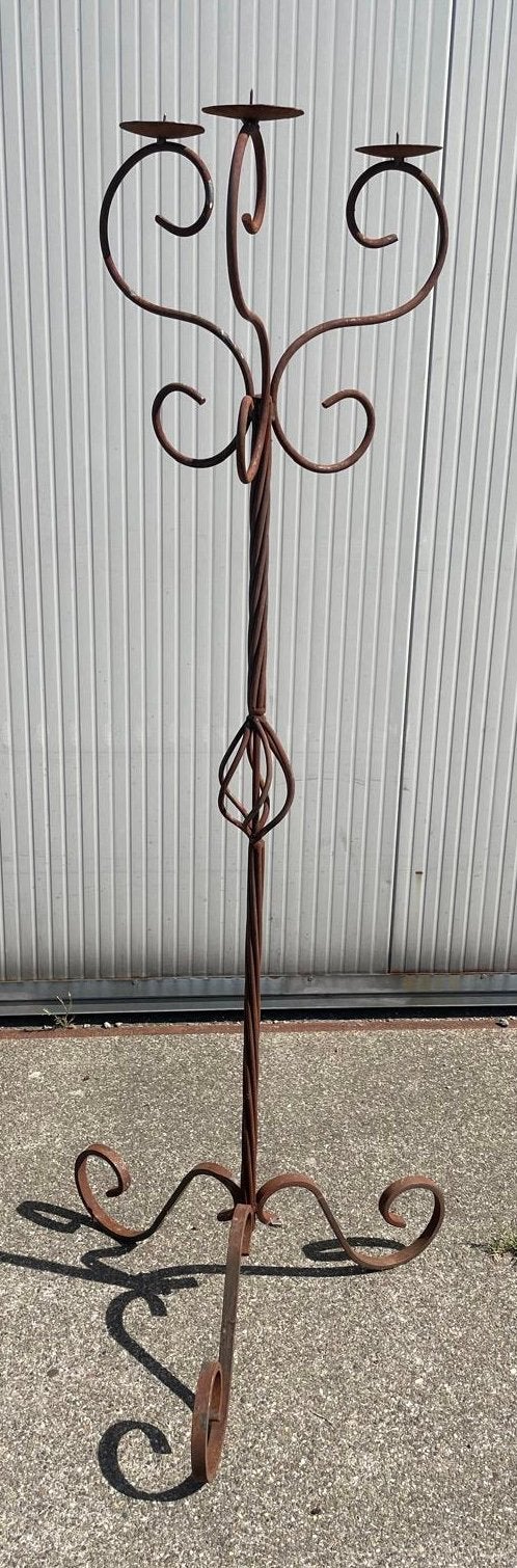 Metalen kandelaar, 1.70meter hoog., Ophalen, Gebruikt, Metaal, Kandelaar