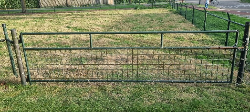 Gebruikt groen hekwerk met poort, Ophalen, Met poort, Gebruikt, Gaashekwerk