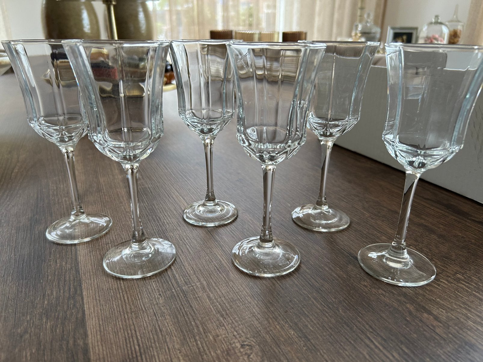 6 vintage Luminarc Octime wijnglazen achthoekig, Ophalen of Verzenden