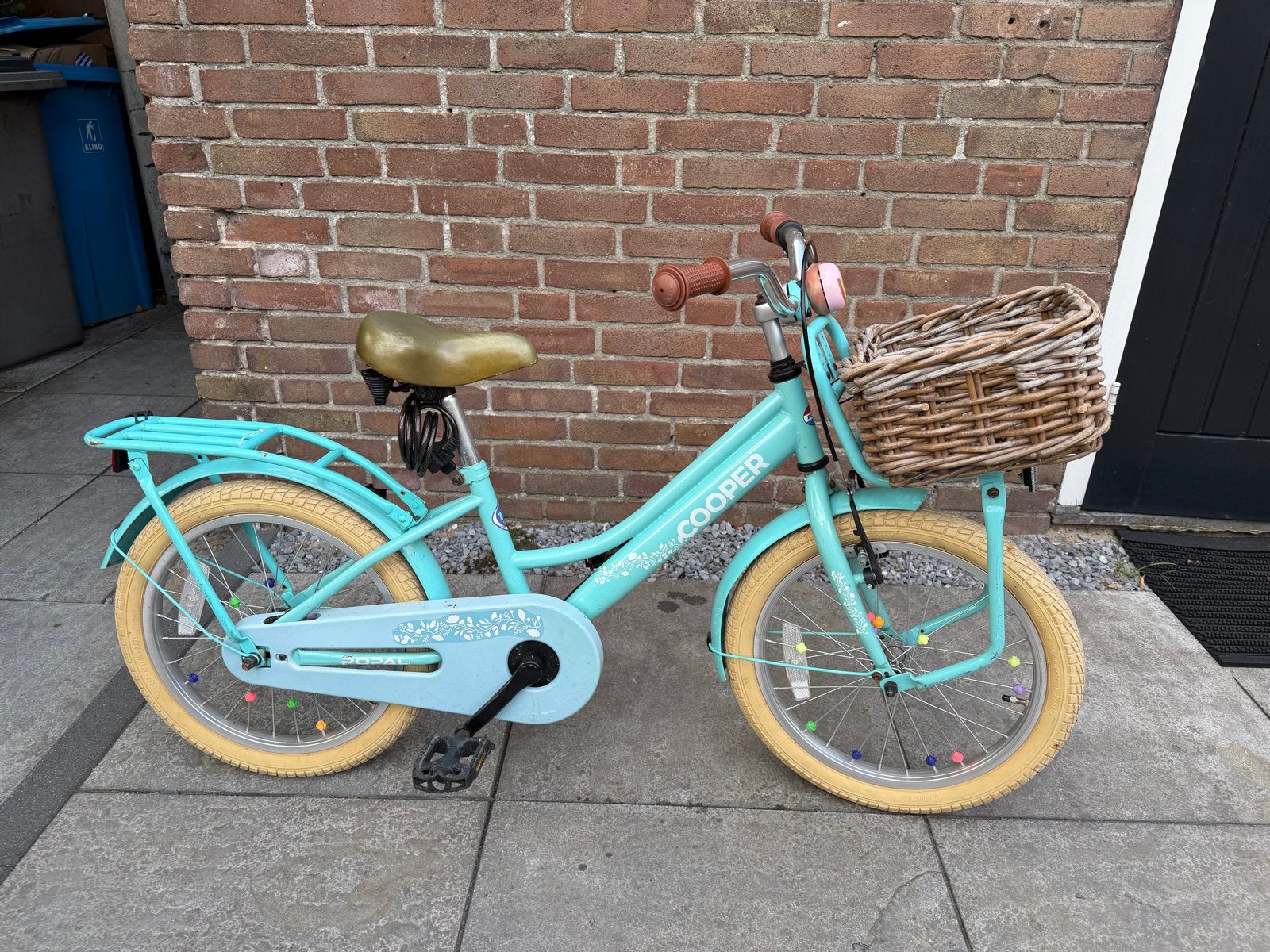 Cooper kinderfiets 18 inch met mandje en bagagedrager, Ophalen, Zo goed als nieuw, Terugtraprem, 16 tot 20 inch