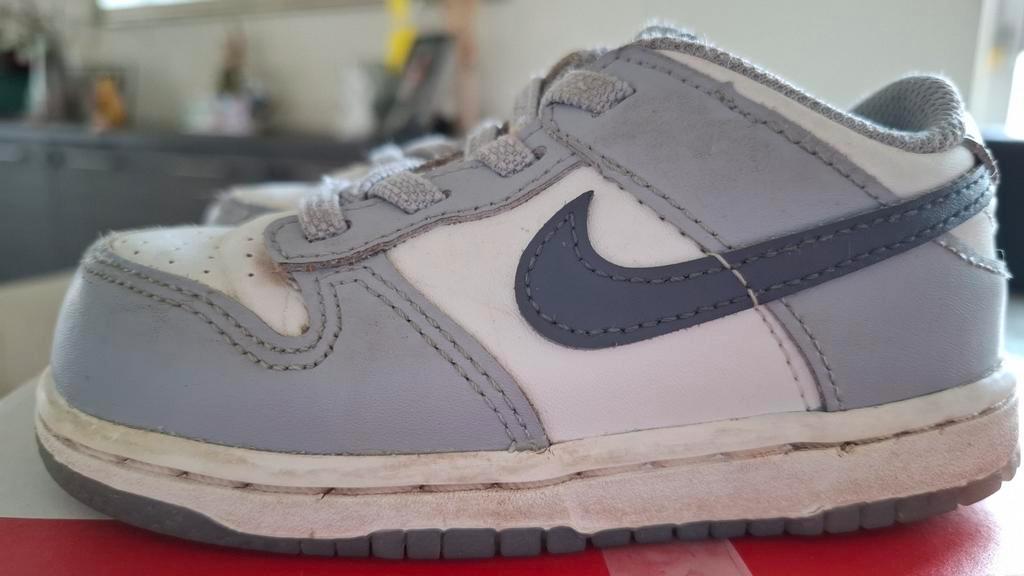 Nike Dunk Low Grijs/blauw Wit Maat 24, Gebruikt, Ophalen of Verzenden, Nike, Jongen of Meisje