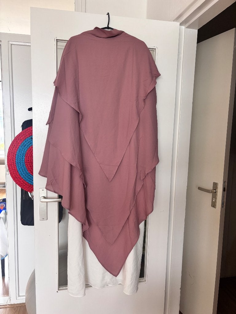 Kwaliteit abaya en khimar, Nieuw, Roze, Onder de knie, Ophalen