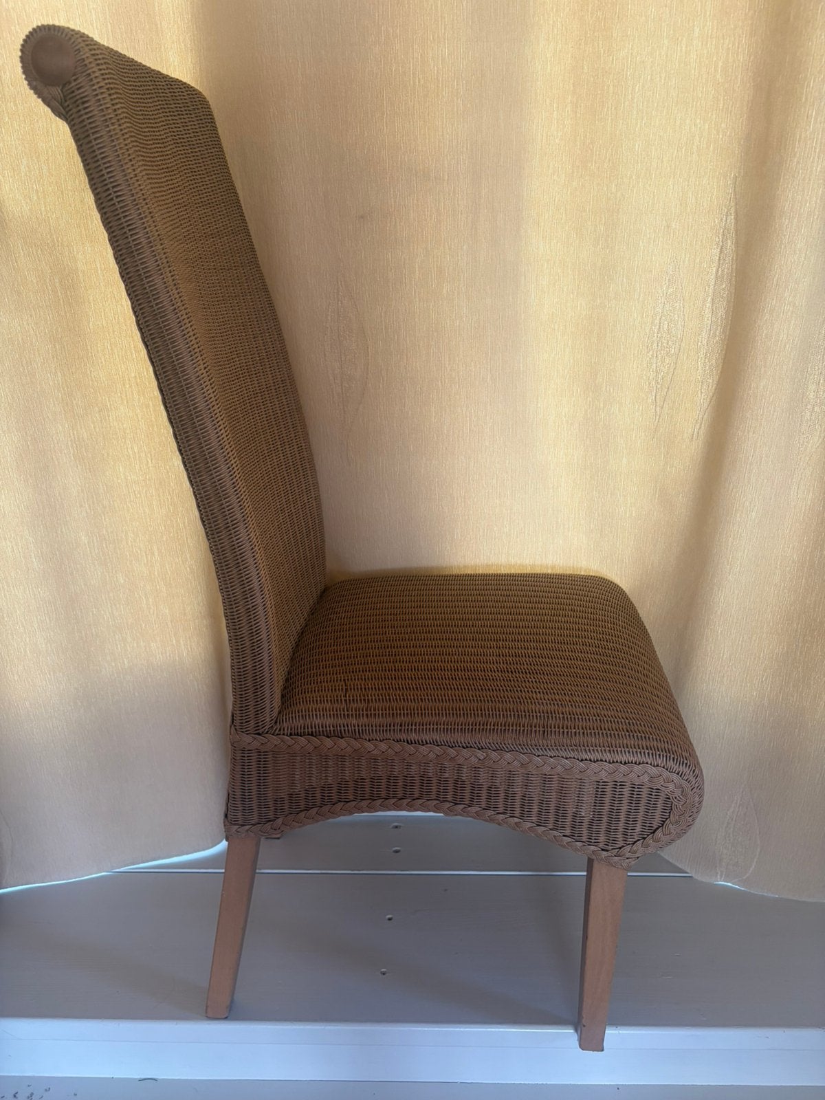 Lloyd Loom stoel, Ophalen, Gebruikt, Bruin, Hout