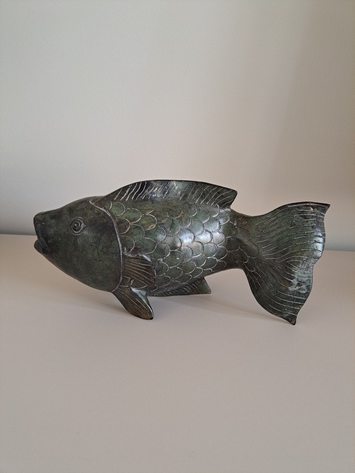 Bronzen vis sculptuur - 37 cm lang, 17 cm hoog, Ophalen