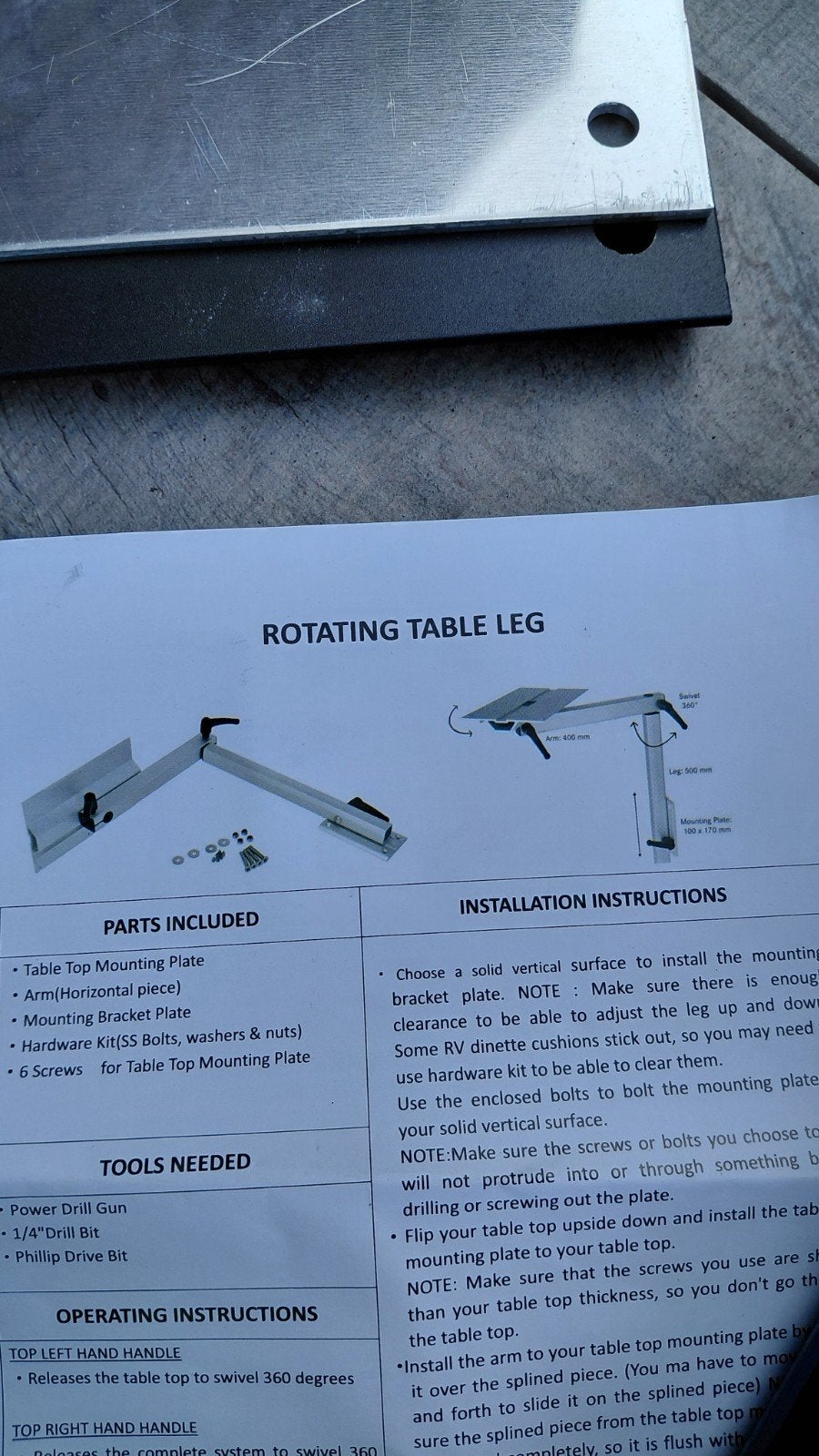 Draaibare Tafelpoot - Nieuw in Doos, Huis en Inrichting, Tafelonderdelen, Tafelpoot, Minder dan 50 cm, Nieuw, Minder dan 50 cm