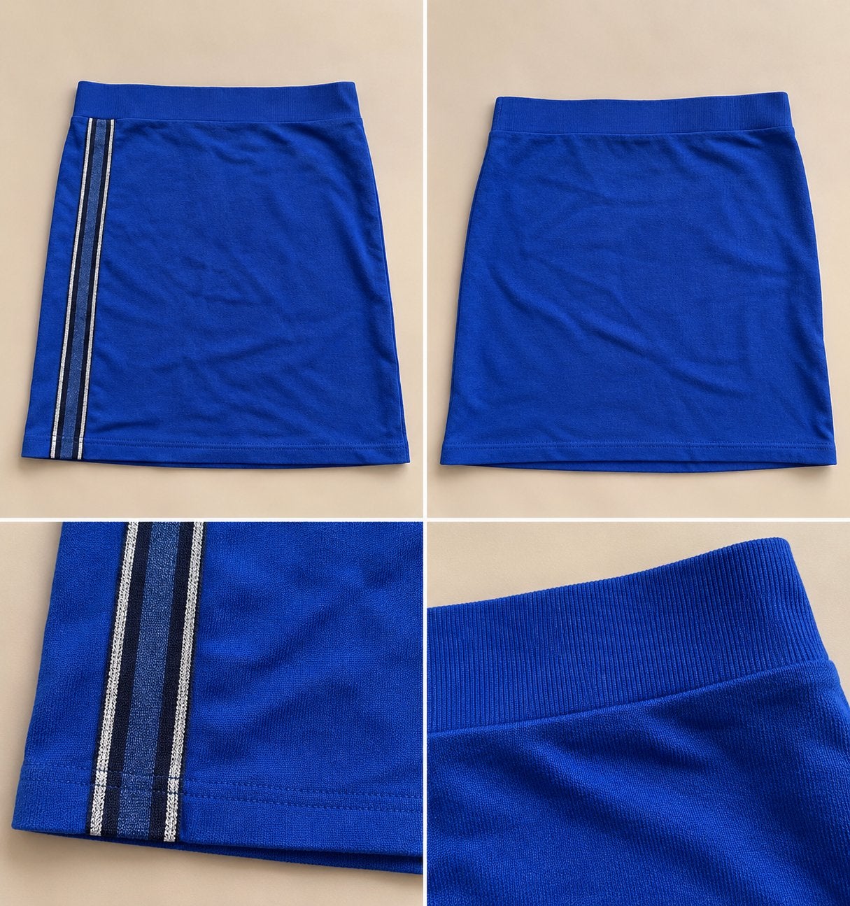 Blauwe mini-rok met streepdetail, Blauw, Ophalen of Verzenden, Maat 34 (XS) of kleiner, Gedragen