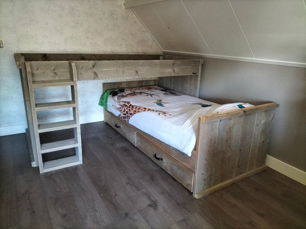 Bedden, bureaus, kasten van steigerhout, ook maatwerk, Verzenden, Nieuw, 180 cm of meer, 85 tot 100 cm