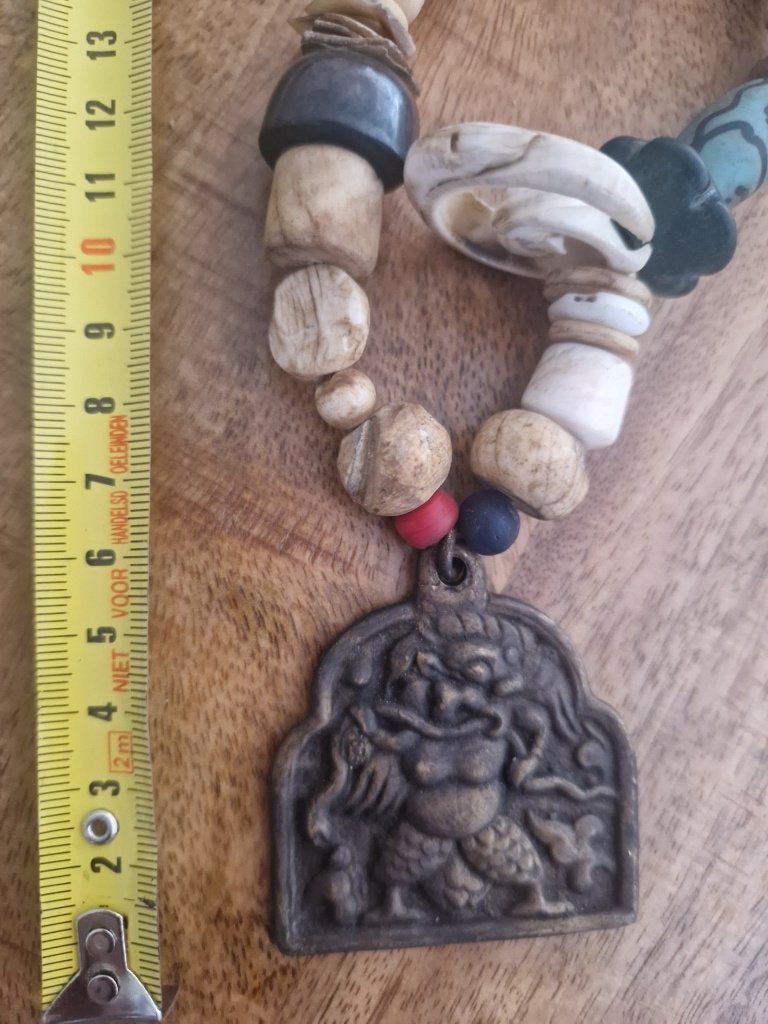 Etnische ketting, met bronzen hanger Tibet., Ophalen of Verzenden