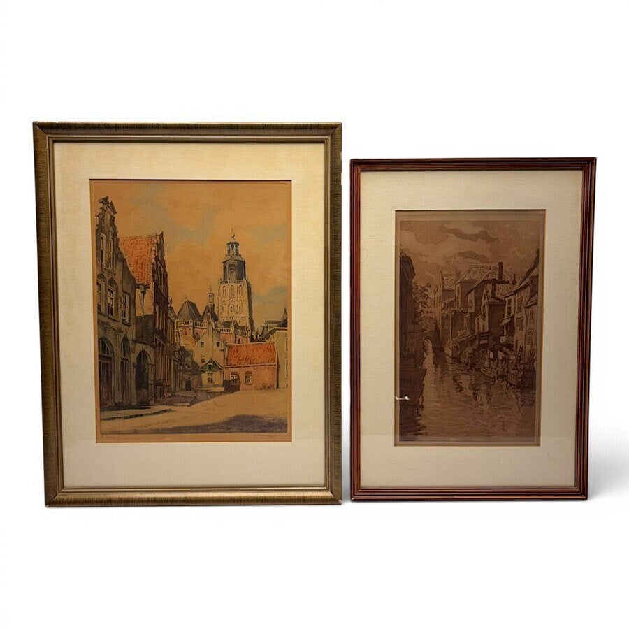 Twee etsen, o.a. Hendrikus Elias Roodenburg (1895-1987), Ophalen of Verzenden