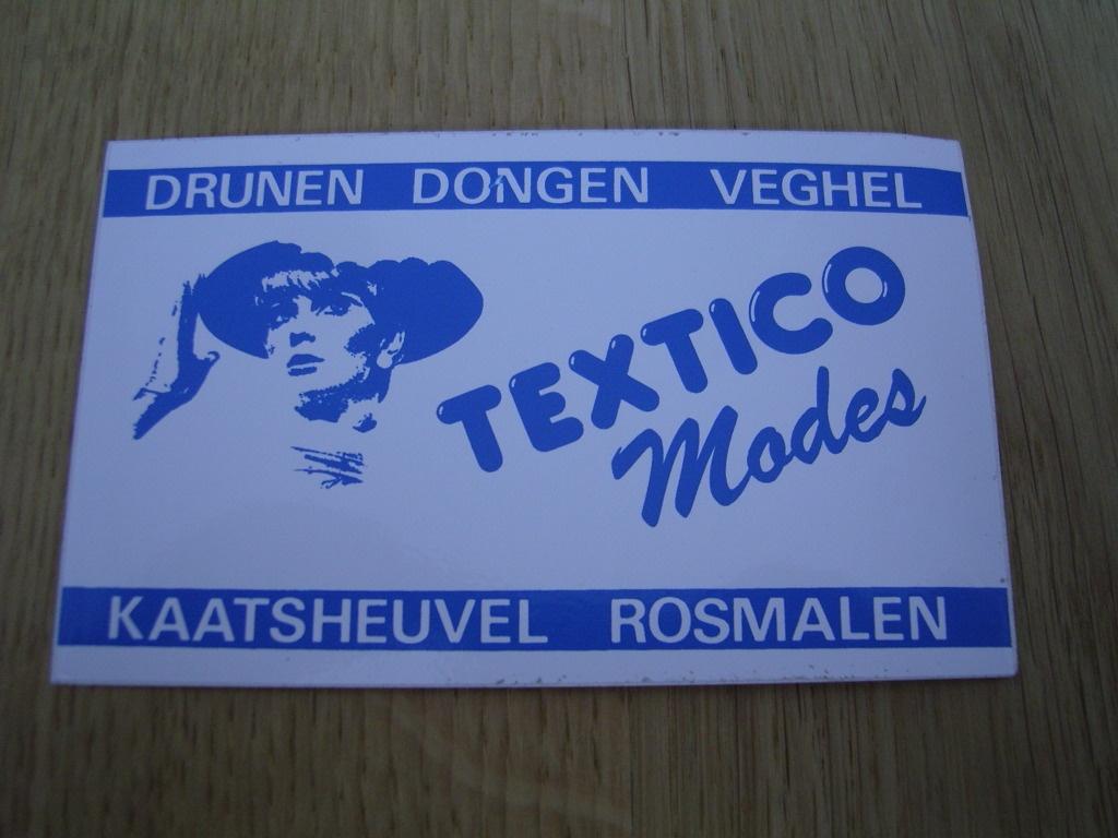 sticker TEXTICO MODES drunen dongen veghel kaatsheuvel rosma, Verzamelen, Stickers, Zo goed als nieuw, Ophalen