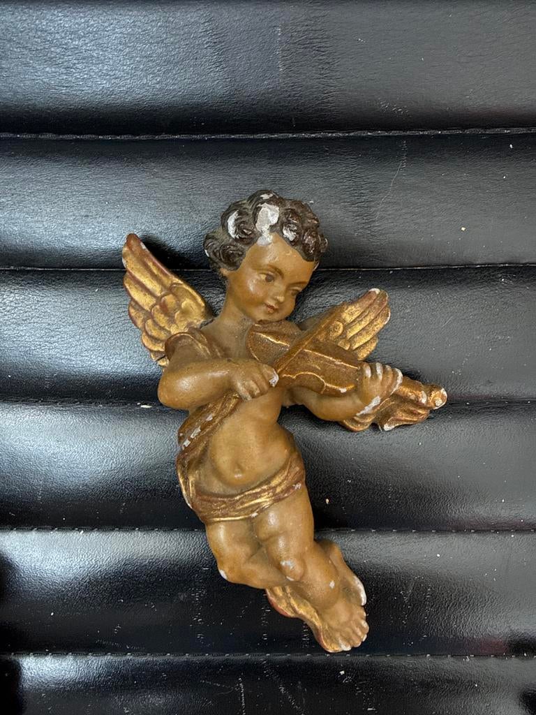 Vintage Paridu Engel met Viool - Religieuze Decoratie, Verzamelen, Beelden en Beeldjes, Gebruikt, Religie, Ophalen of Verzenden