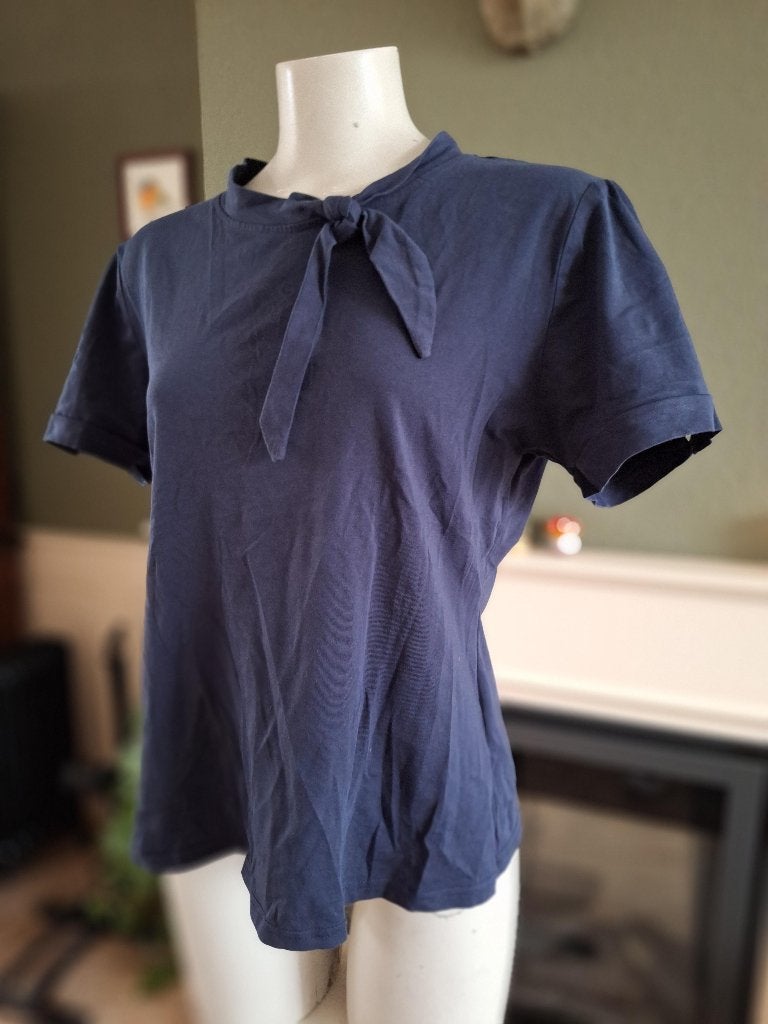 Banned Retro vast sjaal topje marine blauw XXL, Maat 46/48 (XL) of groter, Korte mouw, Verzenden, Blauw
