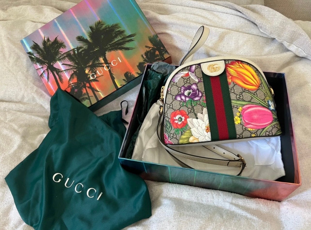 Gucci Ophidia GG Flora Mini Schoudertas, Ophalen of Verzenden, Zo goed als nieuw, Overige kleuren, Schoudertasje