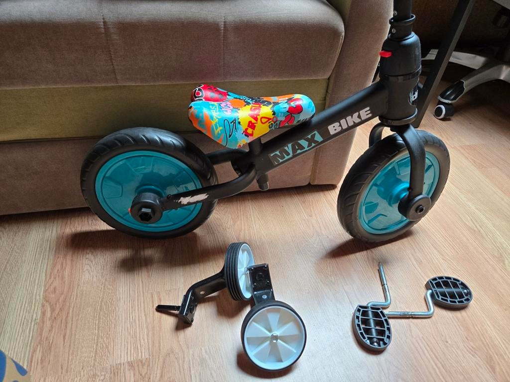 Kinderfiets 2-in-1: loopfiets en trapfiets met zijwieltjes, Fietsen en Brommers, Fietsen | Kinderfietsjes, Gebruikt, Minder dan 16 inch