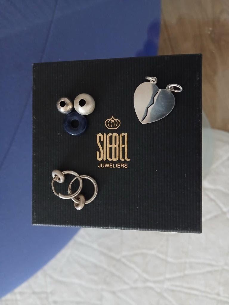 925 zilver - set - Siebel - oorbellen - bedels - hanger, Nieuw, Ophalen of Verzenden, Knopjes of Stekers, Zilver