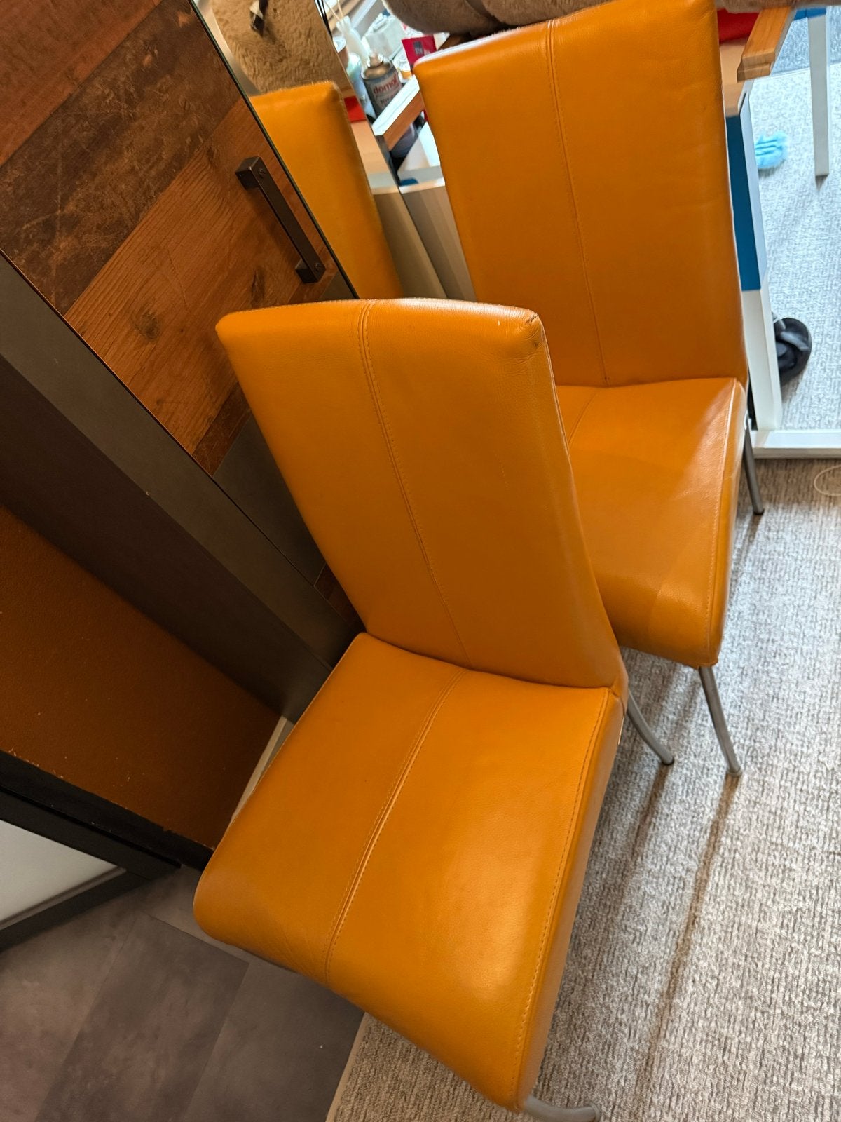 Lederen Keukentafel Stoelen - Zware Kwaliteit, Huis en Inrichting, Stoelen, Ophalen, Gebruikt, Twee, Overige kleuren