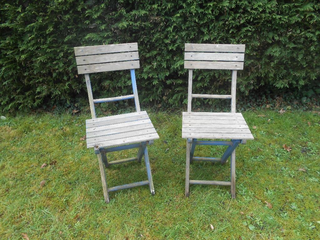 Vintage tuinstoelen, Ophalen, Gebruikt, Hout, Inklapbaar