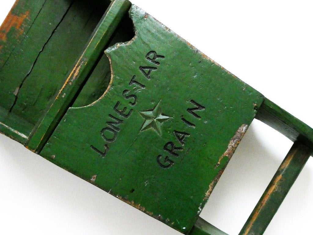 Unieke antieke Amerikaanse graanbak voerschep Lonestar Grain, Ophalen of Verzenden