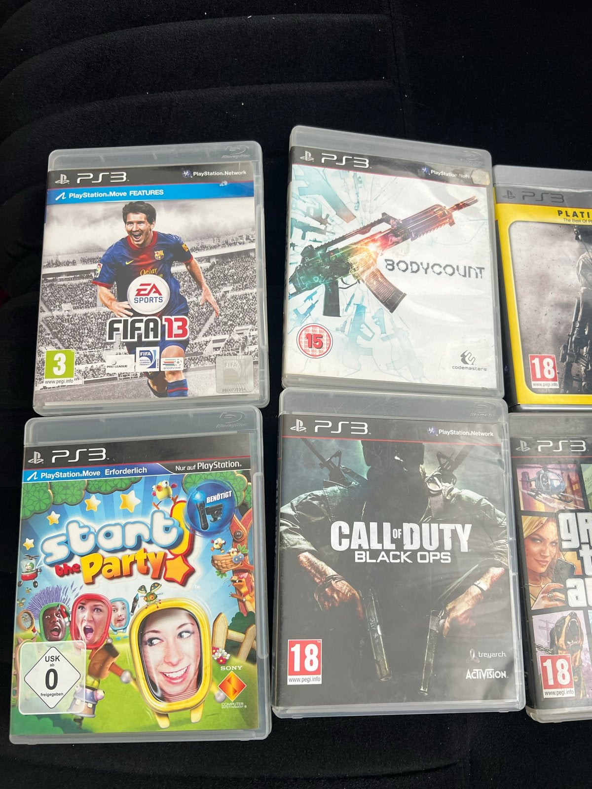 PS3 Games Bundel: FIFA 13, CoD Black Ops, GTA V, AC Revelati, Online, Gebruikt, Vanaf 18 jaar, Overige genres