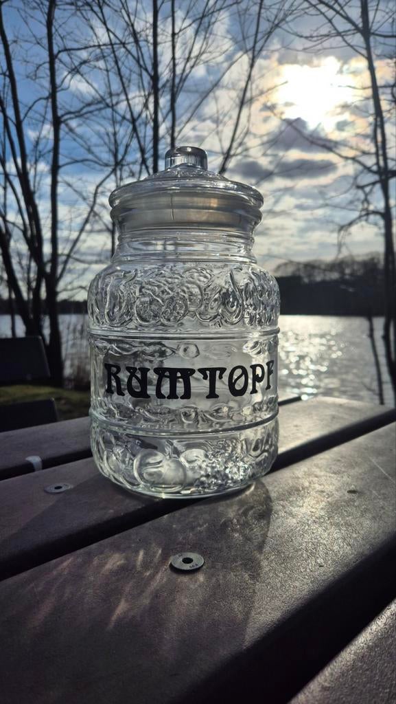 Decoratieve glazen pot met deksel - "Rumtopf", Ophalen of Verzenden, Zo goed als nieuw