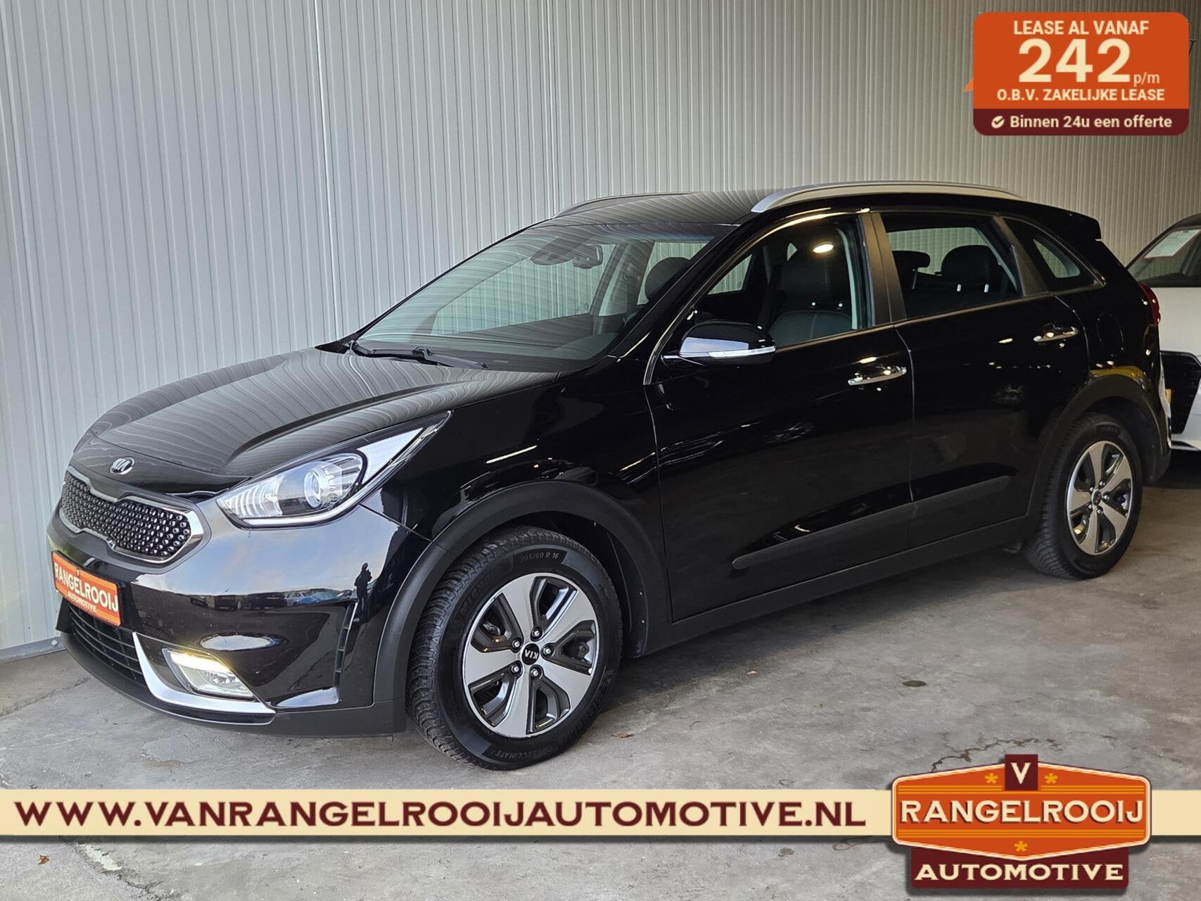 Kia Niro 1.6 GDi Hybrid DynamicLine, clima, cruise, camera,, Auto's, Gebruikt, Euro 6, Zwart, Origineel Nederlands